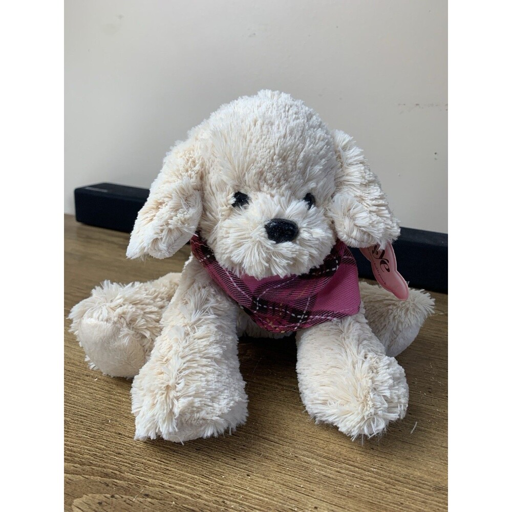 Dressbarn Breast Cancer Dog Plush Skye Pink Plaid Scarf Soft Stuffed Toy 8" 2010